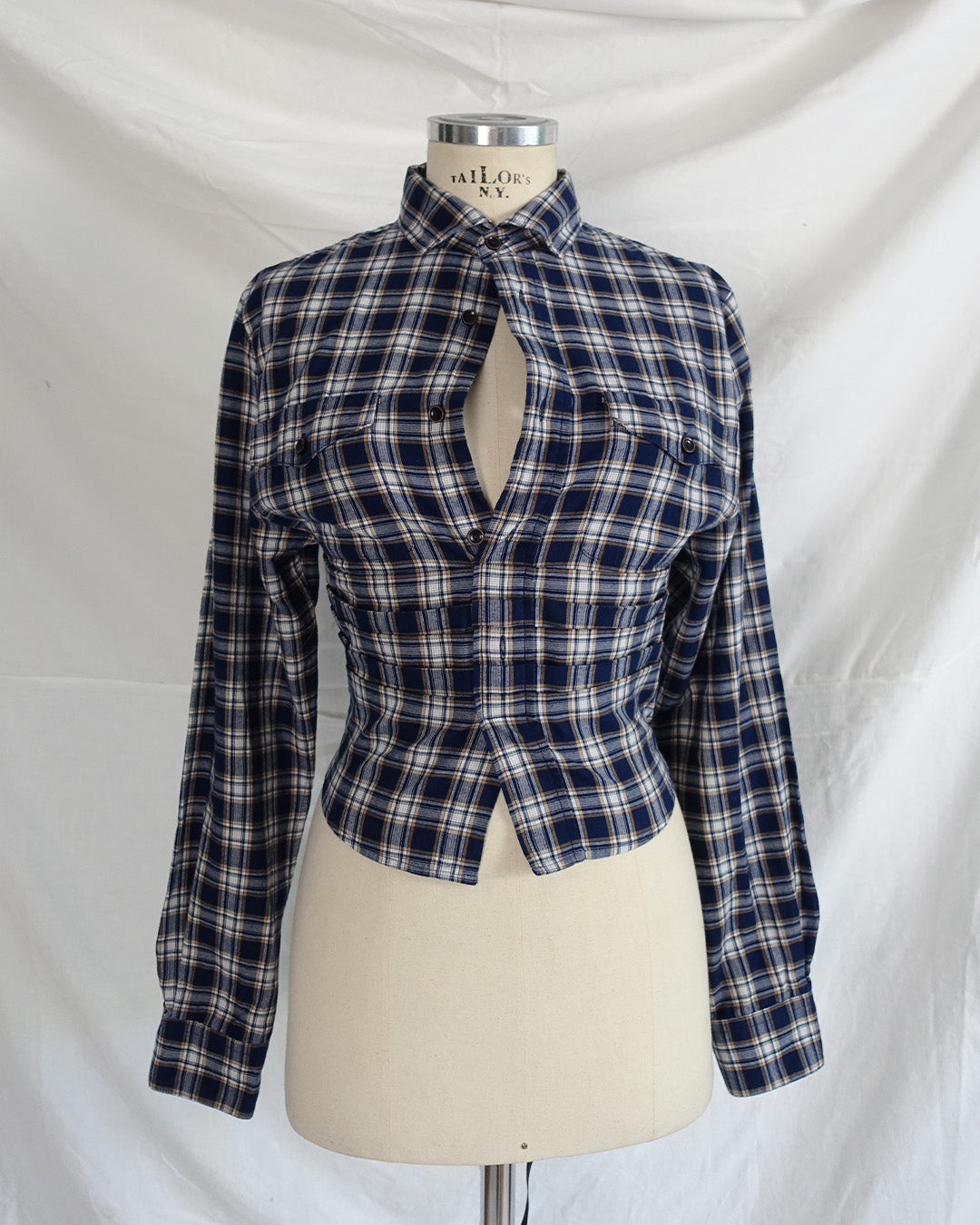 'FEBRUARY' blouse blue plaid