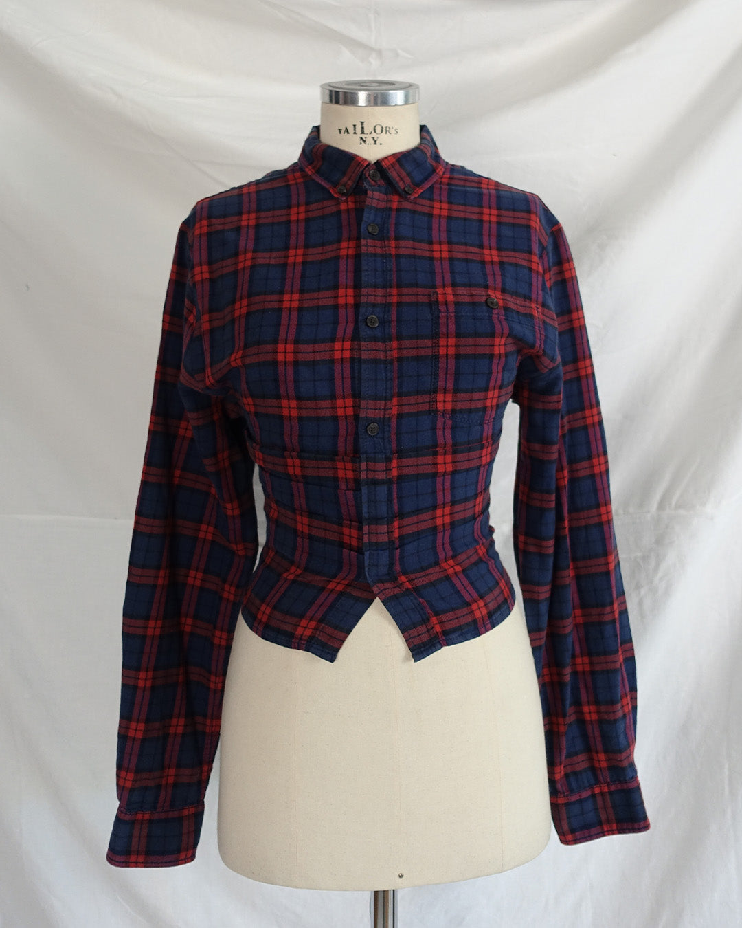 'FEBRUARY' blouse red & blue plaid