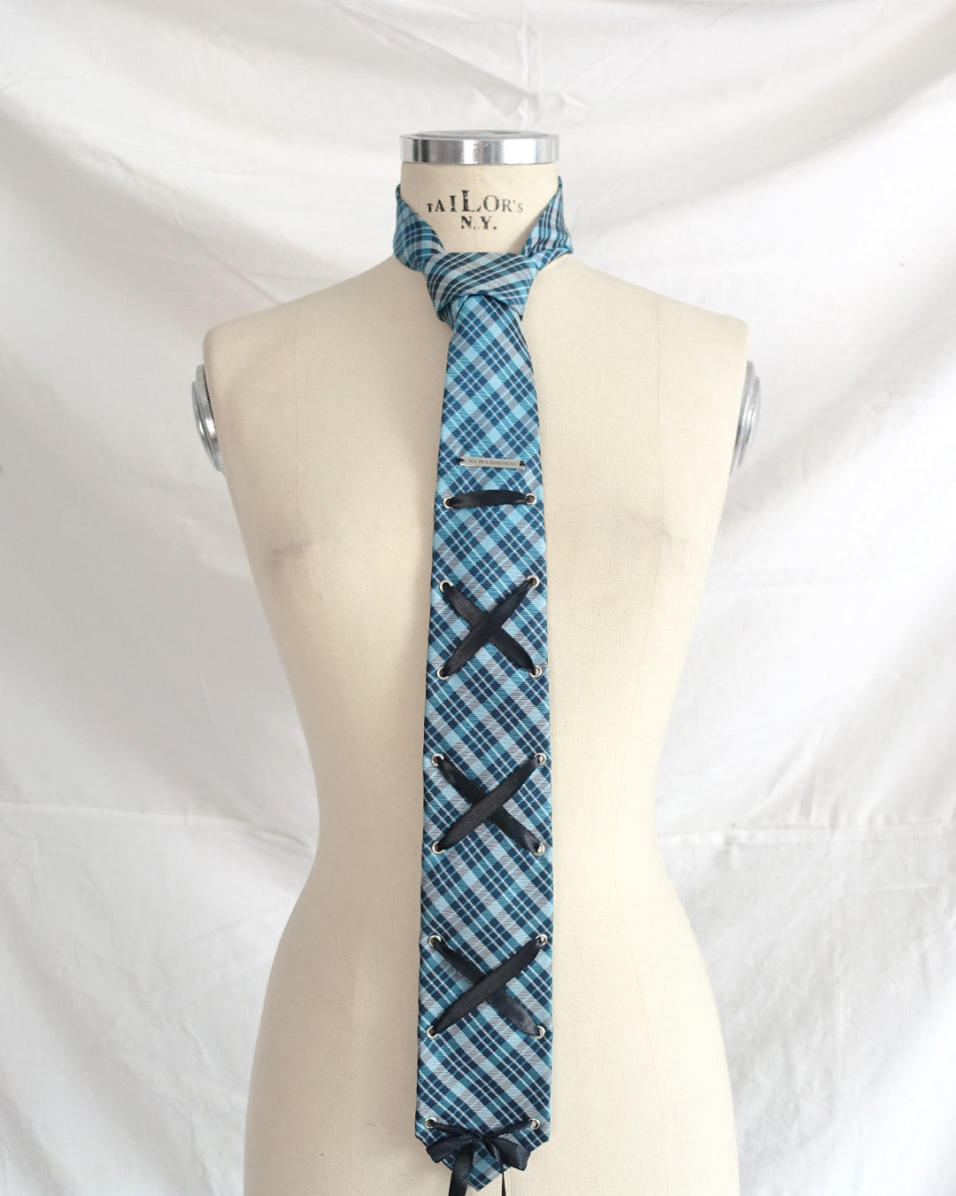 ‘JULY‘ tie blue tartan